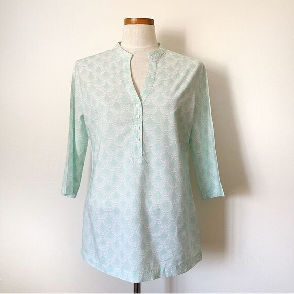 Peter Millar Sea Green printed button down shirt preowned size Medium - Picture 2 of 5